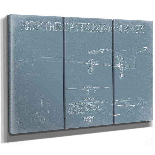 Bella Frye Home & Garden > Decor > Artwork Northrop Grumman X-47B Blueprint Wall Art - Original Airplane Print