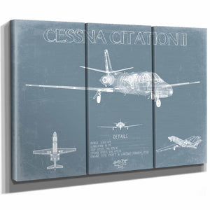 Bella Frye Home & Garden > Decor > Artwork Cessna Citation II Aircraft Blueprint Wall Art - Original Airplane Print