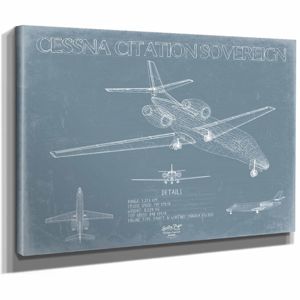 Bella Frye Home & Garden > Decor > Artwork Cessna Citation Sovereign Aircraft Blueprint Wall Art - Original Airplane Print