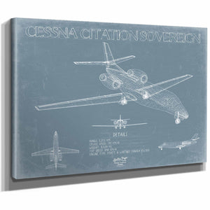 Bella Frye Home & Garden > Decor > Artwork Cessna Citation Sovereign Aircraft Blueprint Wall Art - Original Airplane Print