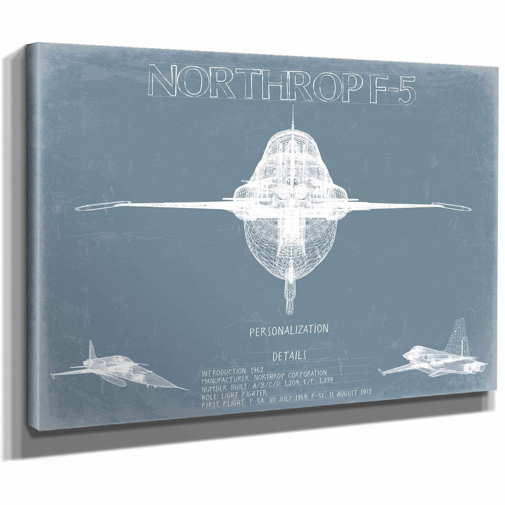 Bella Frye Home & Garden > Decor > Artwork Northrop F-5 Aircraft Blueprint Wall Art - Original Fighter Plane Print