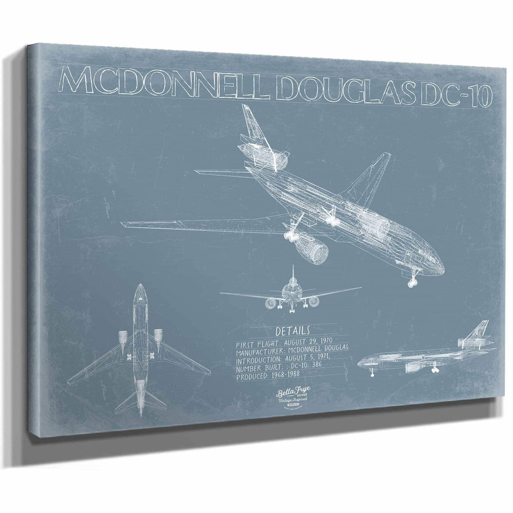 Bella Frye Home & Garden > Decor > Artwork McDonnell Douglas DC-10 Aircraft Blueprint Wall Art - Original Aviation Plane Print