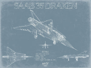 Bella Frye Home & Garden > Decor > Artwork Saab 35 Draken Aircraft Blueprint Wall Art - Original Fighter Plane Print