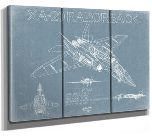 Bella Frye Home & Garden > Decor > Artwork A-20 Razorback Aircraft Blueprint Wall Art - Original Fighter Plane Print