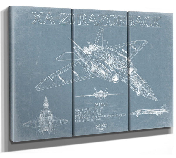 Bella Frye Home & Garden > Decor > Artwork A-20 Razorback Aircraft Blueprint Wall Art - Original Fighter Plane Print