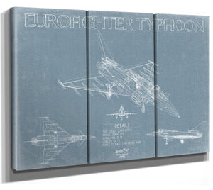 Bella Frye Home & Garden > Decor > Artwork Eurofighter Typhoon Aircraft Blueprint Wall Art - Original Fighter Plane Print