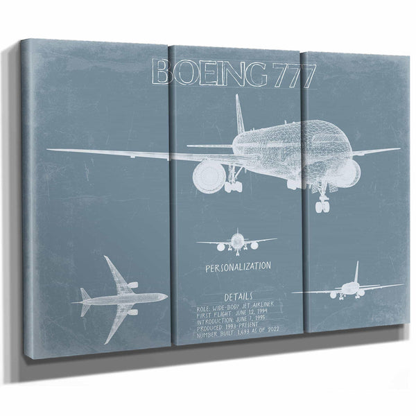 Bella Frye Home & Garden > Decor > Artwork Boeing 777 Aircraft Blueprint Wall Art - Original Aviation Plane Print