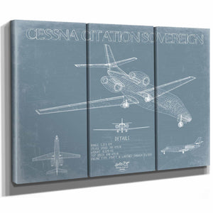 Bella Frye Home & Garden > Decor > Artwork Cessna Citation Sovereign Aircraft Blueprint Wall Art - Original Airplane Print