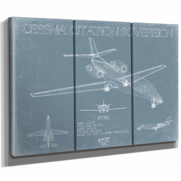 Bella Frye Home & Garden > Decor > Artwork Cessna Citation Sovereign Aircraft Blueprint Wall Art - Original Airplane Print