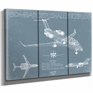 Bella Frye Home & Garden > Decor > Artwork Bombardier Challenger 600 Aircraft Blueprint Wall Art - Original Aviation Plane Print