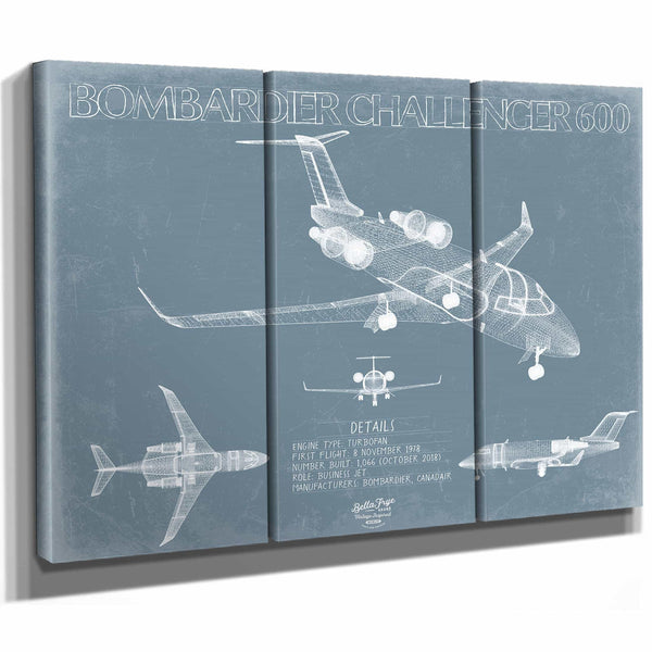 Bella Frye Home & Garden > Decor > Artwork Bombardier Challenger 600 Aircraft Blueprint Wall Art - Original Aviation Plane Print