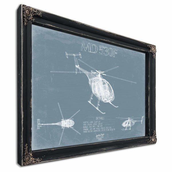 Bella Frye Home & Garden > Decor > Artwork MD-530F Aircraft Blueprint Wall Art - Original Helicopter Print