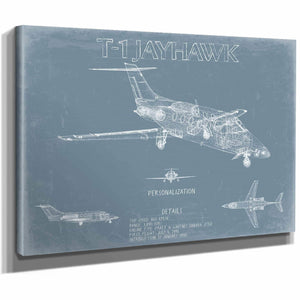 Bella Frye Home & Garden > Decor > Artwork Raytheon T-1 Jayhawk Aircraft Blueprint Wall Art - Original Plane Print