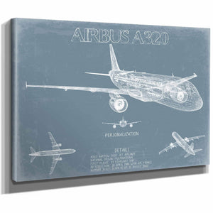 Bella Frye Home & Garden > Decor > Artwork Airbus A320 Aircraft Blueprint Wall Art - Original Aviation Plane Print