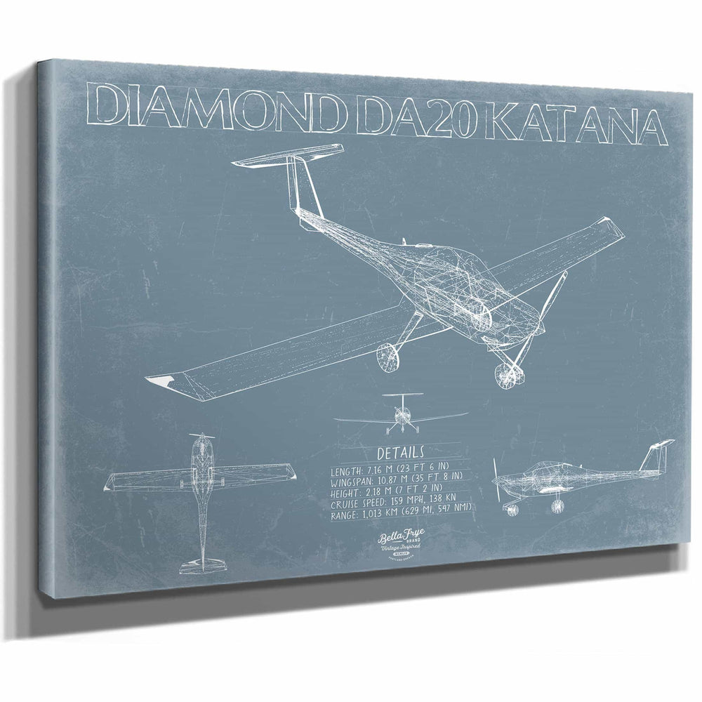 Bella Frye Home & Garden > Decor > Artwork Diamond DA20 Katana Aircraft Blueprint Wall Art - Original Airplane Print