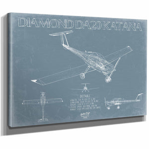 Bella Frye Home & Garden > Decor > Artwork Diamond DA20 Katana Aircraft Blueprint Wall Art - Original Airplane Print