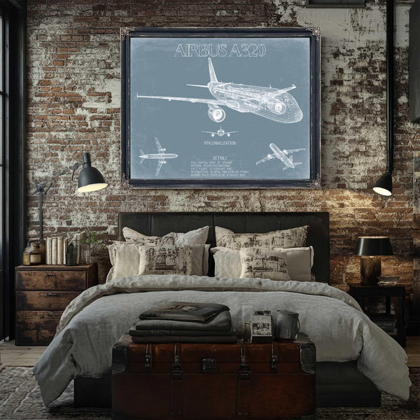 Bella Frye Home & Garden > Decor > Artwork Airbus A320 Aircraft Blueprint Wall Art - Original Aviation Plane Print
