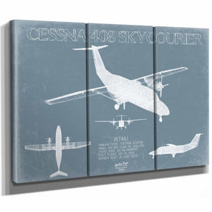 Bella Frye Home & Garden > Decor > Artwork Cessna 408 SkyCourier Aircraft Blueprint Wall Art - Original Airplane Print