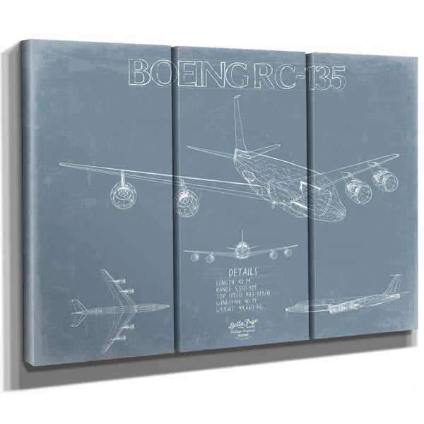 Bella Frye Home & Garden > Decor > Artwork Boeing RC-135 Aircraft Blueprint Wall Art - Original Aviation Plane Print