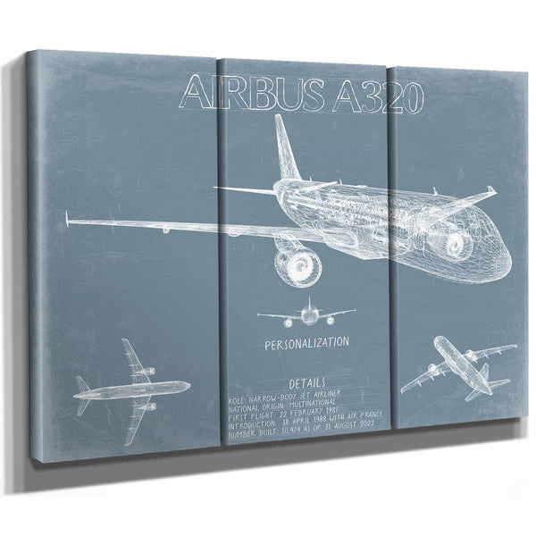 Bella Frye Home & Garden > Decor > Artwork Airbus A320 Aircraft Blueprint Wall Art - Original Aviation Plane Print