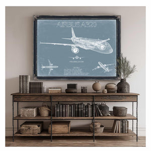 Bella Frye Home & Garden > Decor > Artwork Airbus A320 Aircraft Blueprint Wall Art - Original Aviation Plane Print