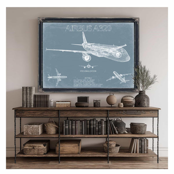 Bella Frye Home & Garden > Decor > Artwork Airbus A320 Aircraft Blueprint Wall Art - Original Aviation Plane Print