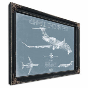 Bella Frye Home & Garden > Decor > Artwork Bombardier Challenger 350 Aircraft Blueprint Wall Art - Original Aviation Plane Print