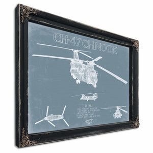 Bella Frye Home & Garden > Decor > Artwork Boeing CH-47 Chinook Helicopter Blueprint Wall Art - Original Aviation Print