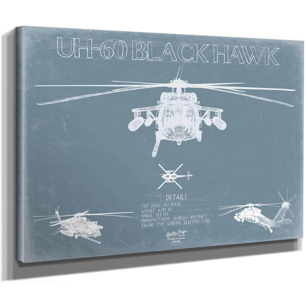 Bella Frye Home & Garden > Decor > Artwork UH-60 Blackhawk Helicopter Aircraft Blueprint Wall Art - Original Military Print