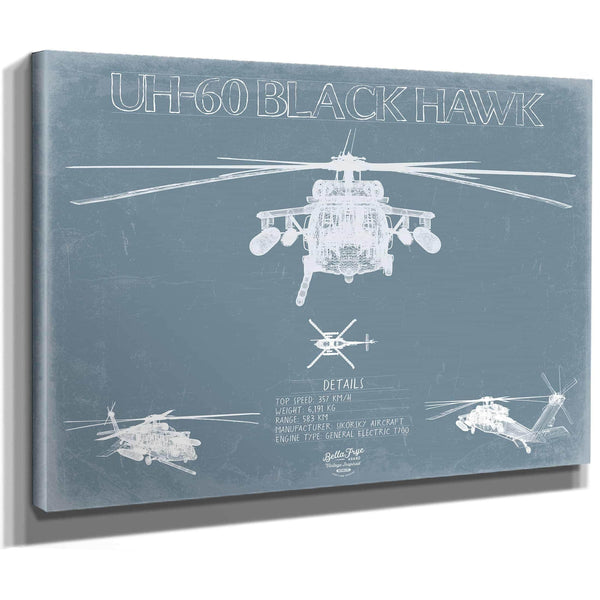 Bella Frye Home & Garden > Decor > Artwork UH-60 Blackhawk Helicopter Aircraft Blueprint Wall Art - Original Military Print