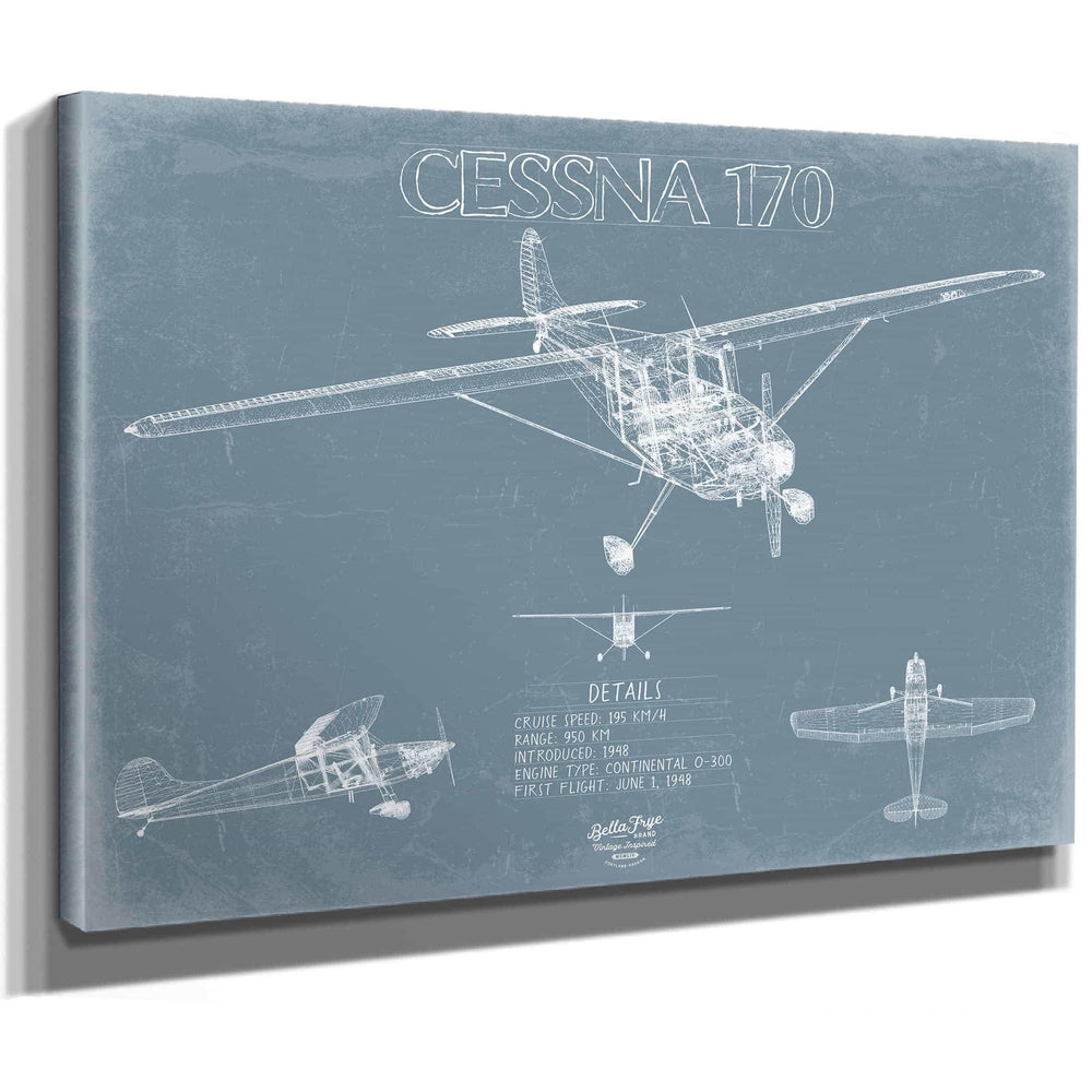 Bella Frye Home & Garden > Decor > Artwork Cessna 170 Aircraft Blueprint Wall Art - Original Airplane Print