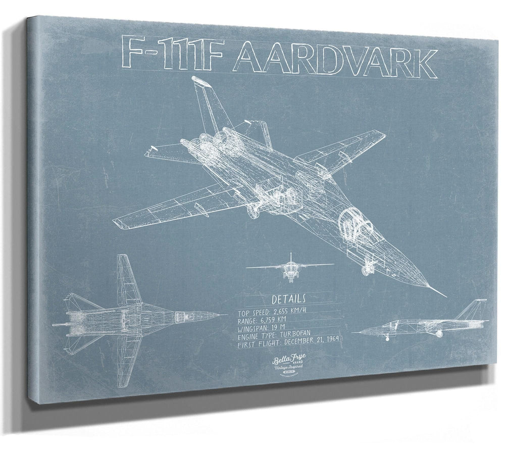 Bella Frye Home & Garden > Decor > Artwork General Dynamics F-111 Aardvark Aircraft Blueprint Wall Art - Original Fighter Plane Print
