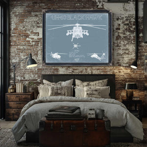 Bella Frye Home & Garden > Decor > Artwork UH-60 Blackhawk Helicopter Aircraft Blueprint Wall Art - Original Military Print