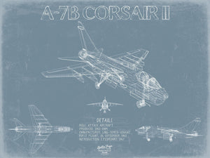 Bella Frye Home & Garden > Decor > Artwork LTV A-7B Corsair II Aircraft Blueprint Wall Art - Original Fighter Plane Print