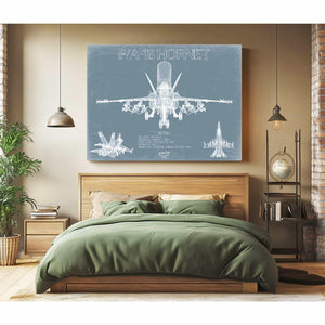 Bella Frye Home & Garden > Decor > Artwork Boeing F/A-18 Hornet Aircraft Blueprint Wall Art - Original Aviation Plane Print