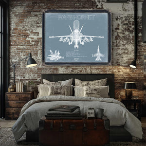 Bella Frye Home & Garden > Decor > Artwork Boeing F/A-18 Hornet Aircraft Blueprint Wall Art - Original Aviation Plane Print
