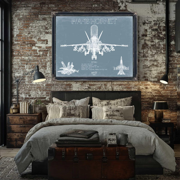 Bella Frye Home & Garden > Decor > Artwork Boeing F/A-18 Hornet Aircraft Blueprint Wall Art - Original Aviation Plane Print