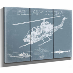Bella Frye Home & Garden > Decor > Artwork Bell AH-1 Cobra Helicopter Blueprint Wall Art - Original Aviation Print