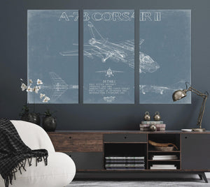Bella Frye Home & Garden > Decor > Artwork LTV A-7B Corsair II Aircraft Blueprint Wall Art - Original Fighter Plane Print