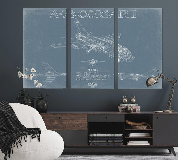 Bella Frye Home & Garden > Decor > Artwork LTV A-7B Corsair II Aircraft Blueprint Wall Art - Original Fighter Plane Print