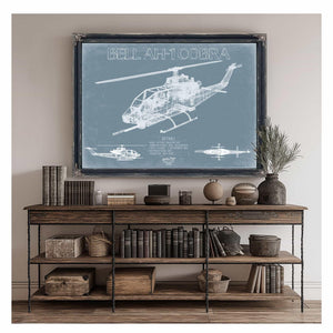 Bella Frye Home & Garden > Decor > Artwork Bell AH-1 Cobra Helicopter Blueprint Wall Art - Original Aviation Print