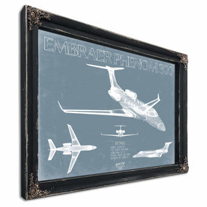 Bella Frye Home & Garden > Decor > Artwork Embraer Phenom 300 Aircraft Blueprint Wall Art - Original Airplane Print