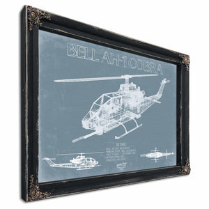 Bella Frye Home & Garden > Decor > Artwork Bell AH-1 Cobra Helicopter Blueprint Wall Art - Original Aviation Print