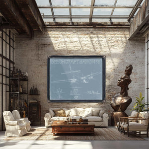 Bella Frye Home & Garden > Decor > Artwork Beechcraft Baron 58 Aircraft Blueprint Wall Art - Original Military Plane Print