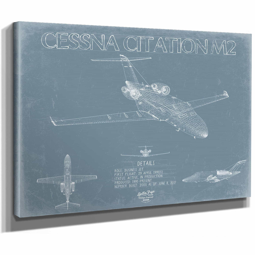 Bella Frye Home & Garden > Decor > Artwork Cessna Citation M2 Aircraft Blueprint Wall Art - Original Airplane Print