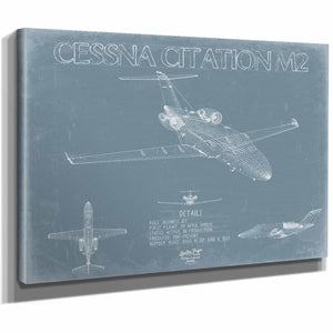 Bella Frye Home & Garden > Decor > Artwork Cessna Citation M2 Aircraft Blueprint Wall Art - Original Airplane Print