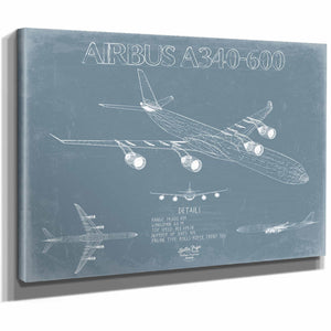 Bella Frye Home & Garden > Decor > Artwork Airbus A340-600 Aircraft Blueprint Wall Art - Original Aviation Plane Print