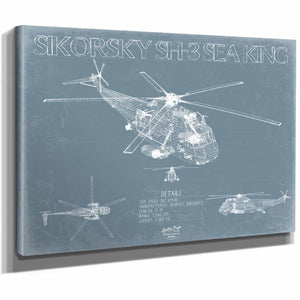 Bella Frye Home & Garden > Decor > Artwork Sikorsky SH-3 Sea King Blueprint Wall Art - Original Aviation Print