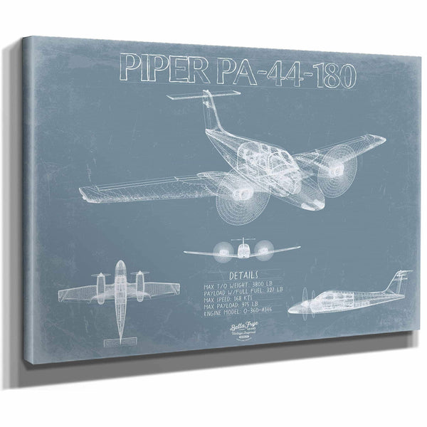 Bella Frye Home & Garden > Decor > Artwork Piper PA-44-180 Aircraft Blueprint Wall Art - Original Airplane Print