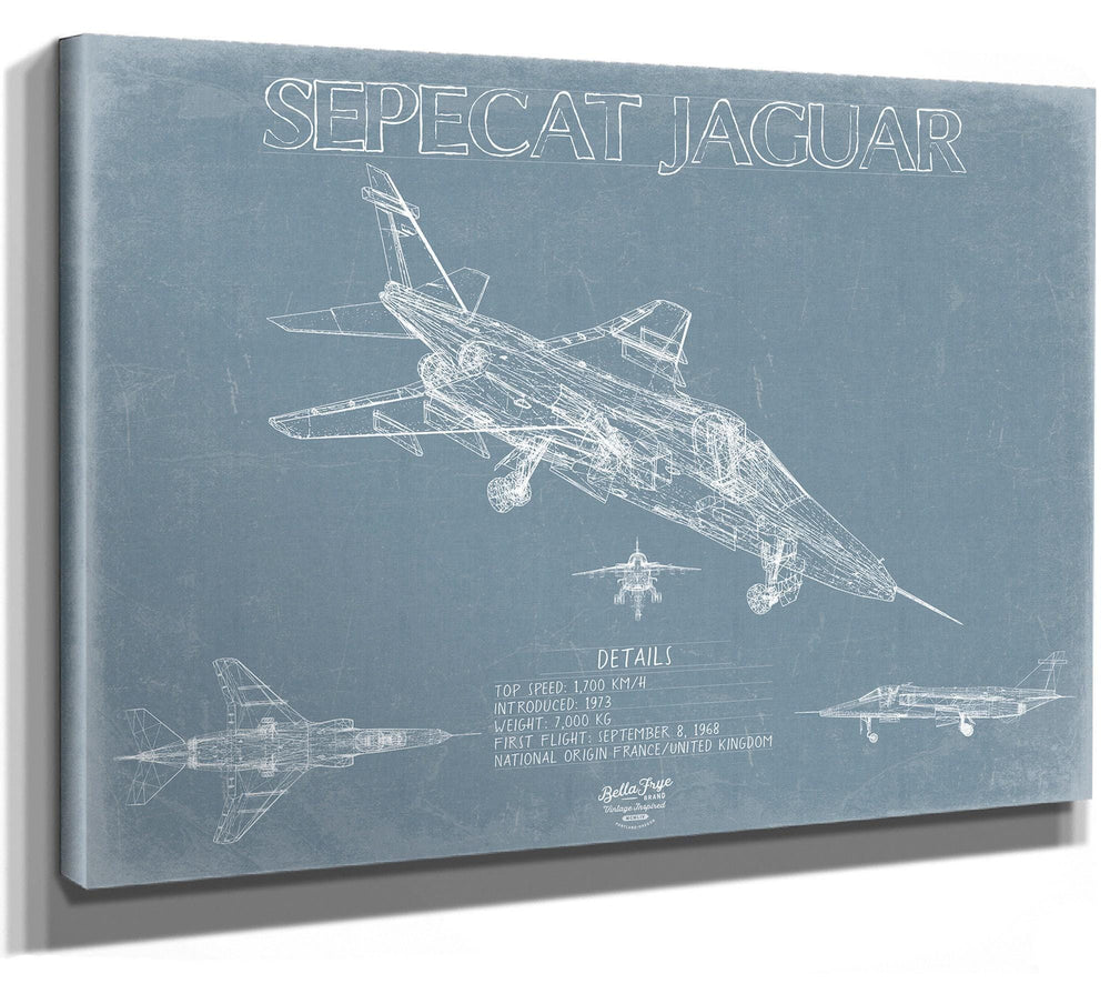Bella Frye Home & Garden > Decor > Artwork SEPECAT Jaguar Aircraft Blueprint Wall Art - Original Fighter Plane Print